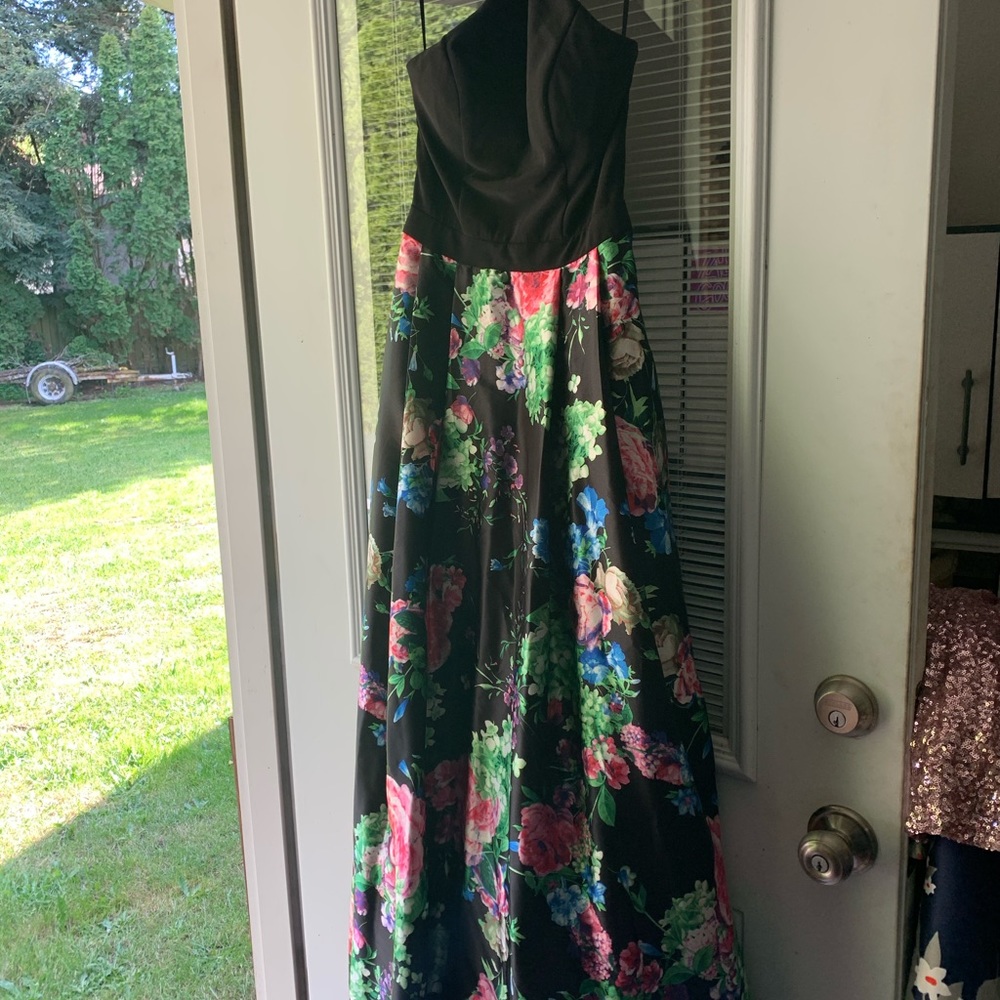 Floral maxi dress, halter tie top